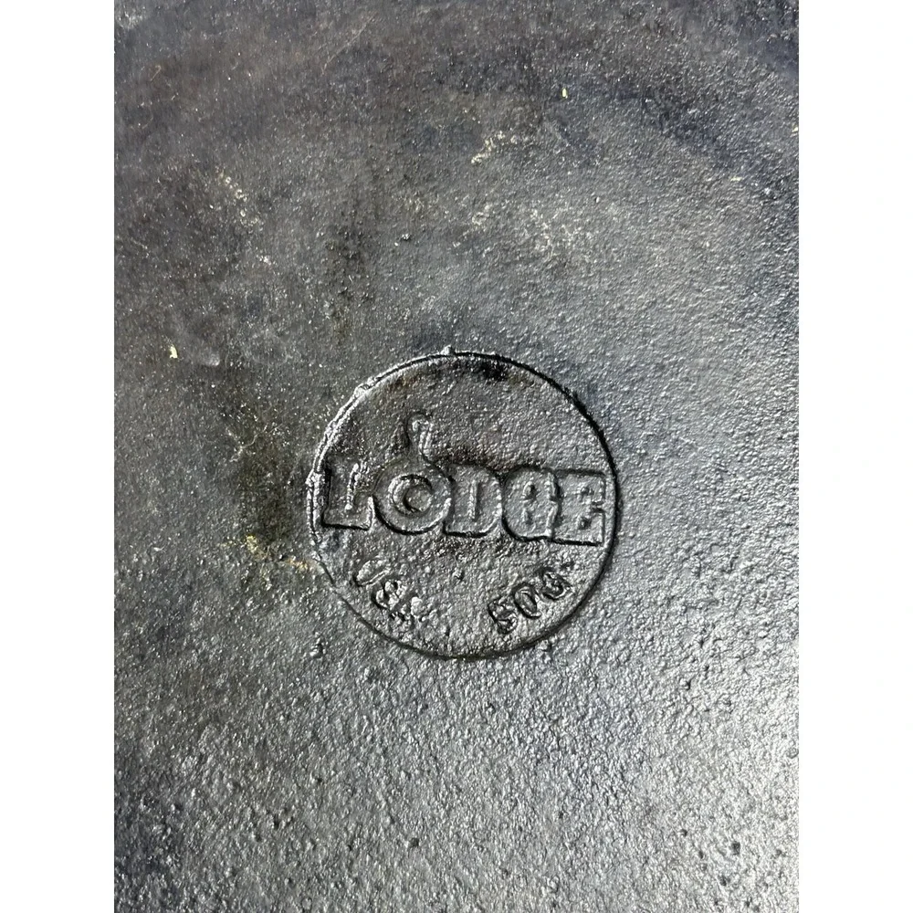 Vintage Lodge 90G Cast Iron Flat Griddle Round Skillet 10 1/2